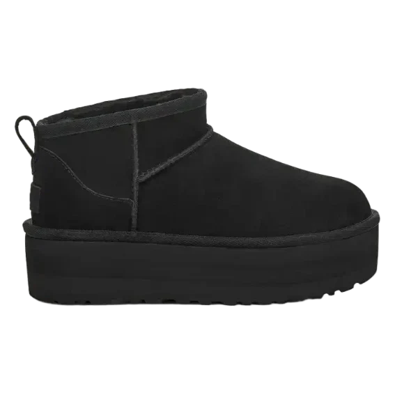 Women's Platform Boots with Warm Lining - Black