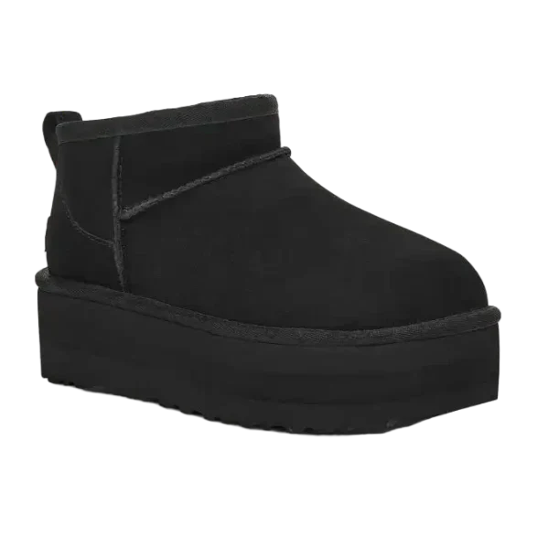 Women's Platform Boots with Warm Lining - Black