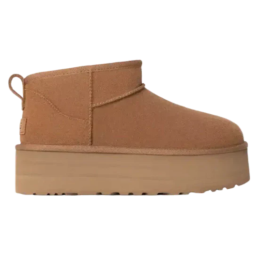 Women's Platform Boots with Warm Lining - Chestnut