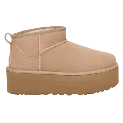 Women's Platform Boots with Warm Lining - Sand
