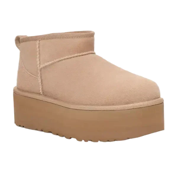 Women's Platform Boots with Warm Lining - Sand