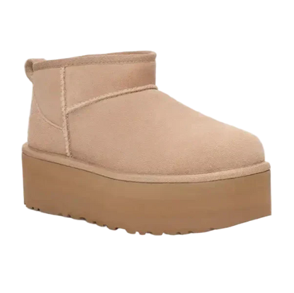 Women's Platform Boots with Warm Lining - Sand