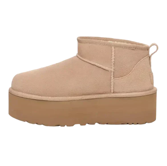 Women's Platform Boots with Warm Lining - Sand