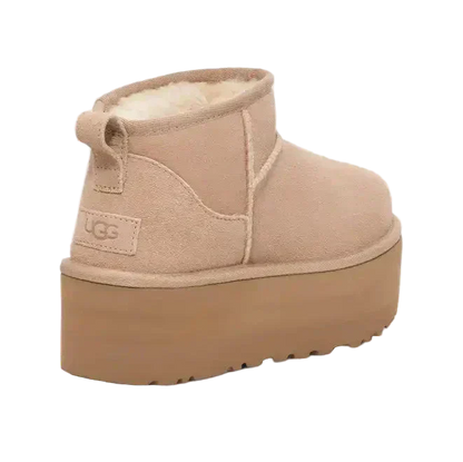 Women's Platform Boots with Warm Lining - Sand