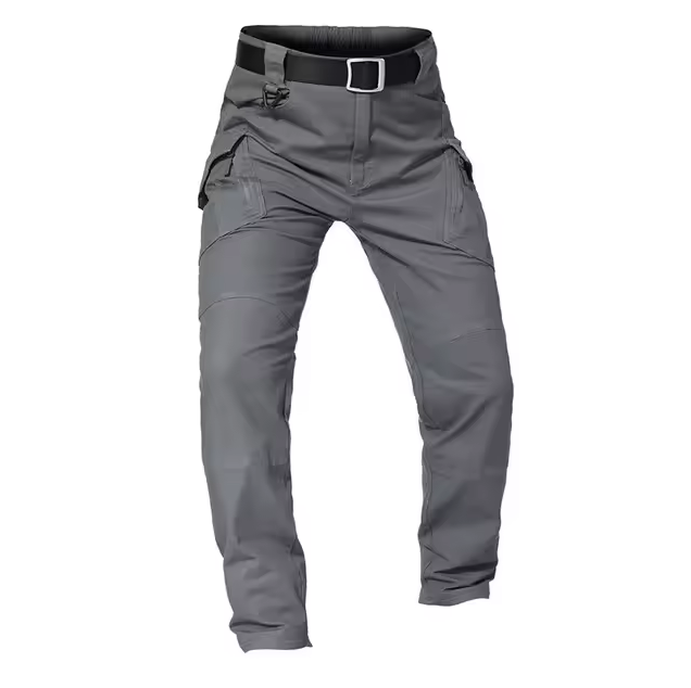 Cargo trousers with multiple pockets and belt